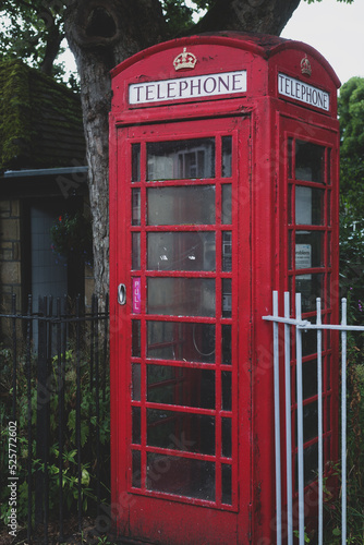 Old red telephone box in England