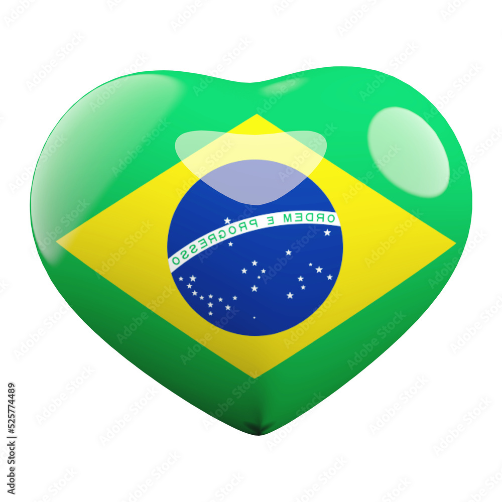 Fototapeta premium Brazil flag heart 3d
