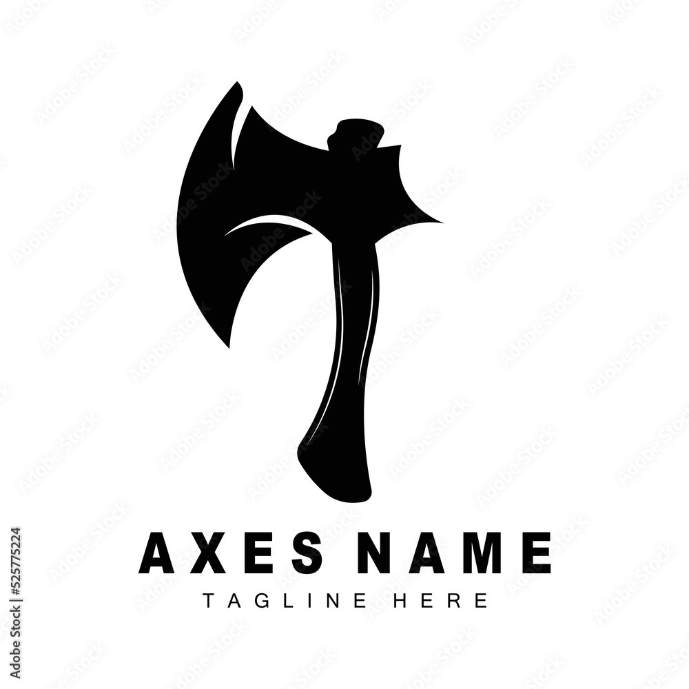 Naklejka premium Ax Logo Design, War Tool Illustration and Woodcutter Vector