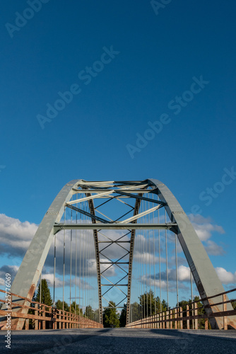 Bild auf Leinwand Sorsele, Sweden A steel arch bridge over the Vindelalven river.