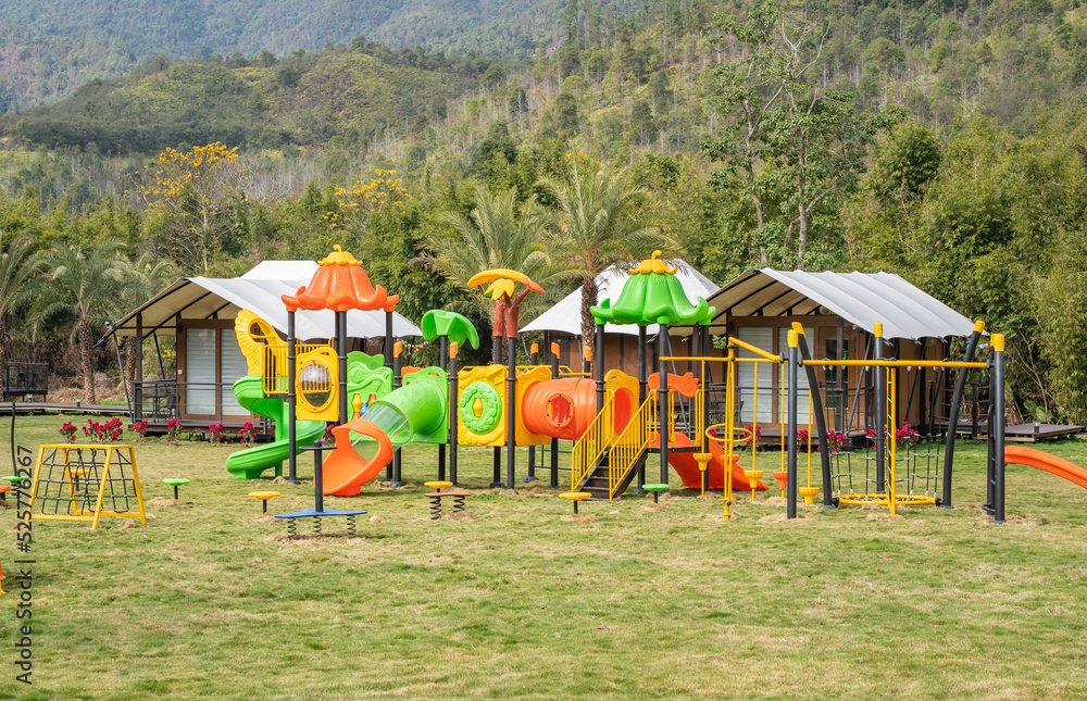 Modern children playground in park Modern children playground in park