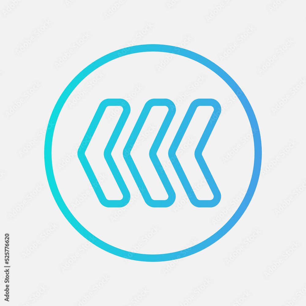 Fast backward arrow icon in gradient style, use for website mobile app presentation Fast backward arrow icon in gradient style, use for website mobile app presentation