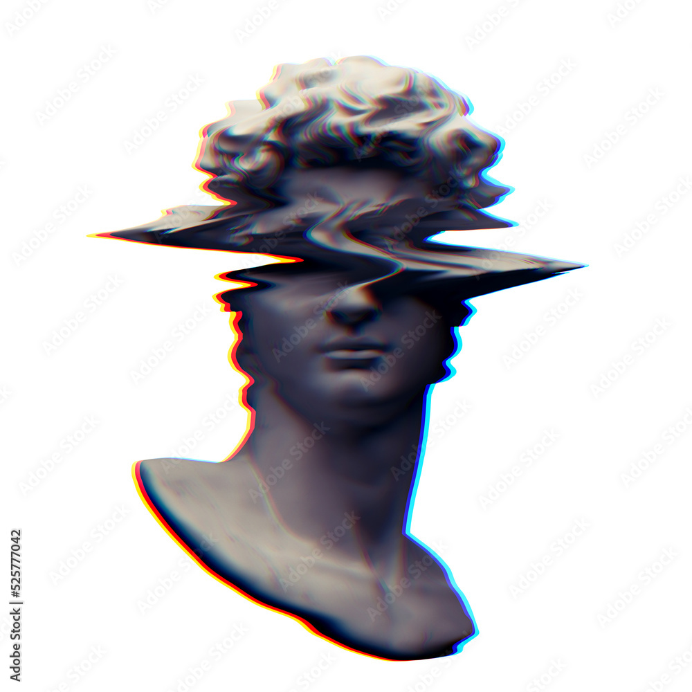 Digital offset CMYK offset misprint mode illustration of classical male