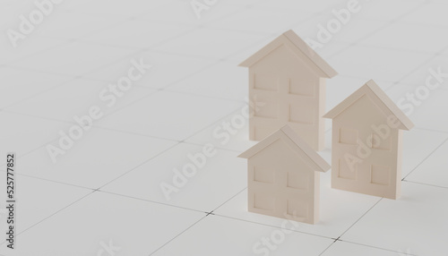 concept of property or real estate mortgage house construction white background. business economy concept. 3d illustration