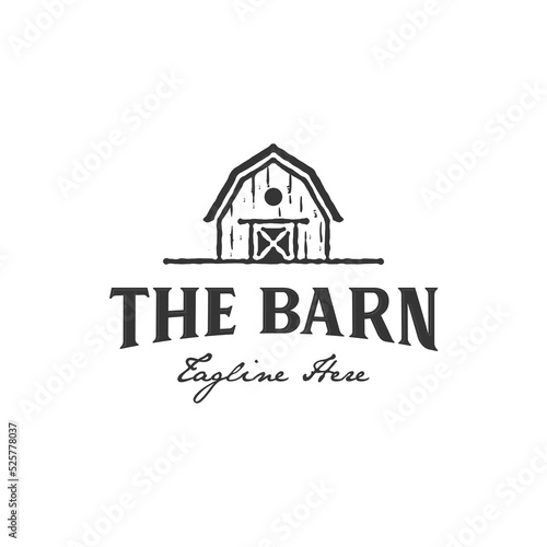 Barn logo rustic vintage design template. Silhouette broken old barn or warehouse icon vector design