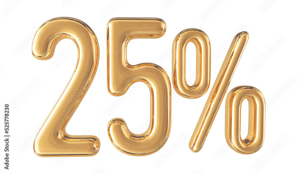 Sale 25 percent number gold 3d