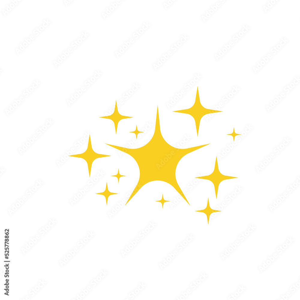 Sparkling stars. A shimmering yellow star and glittering element on white background. Sparkling stars. A shimmering yellow star and glittering element on white background.