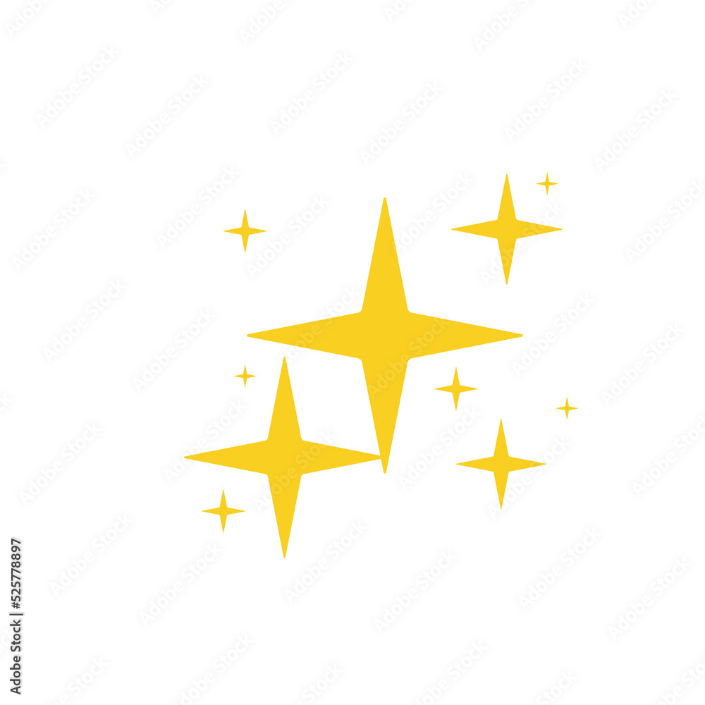 Sparkling stars. A shimmering yellow star and glittering element on white background. Sparkling stars. A shimmering yellow star and glittering element on white background.