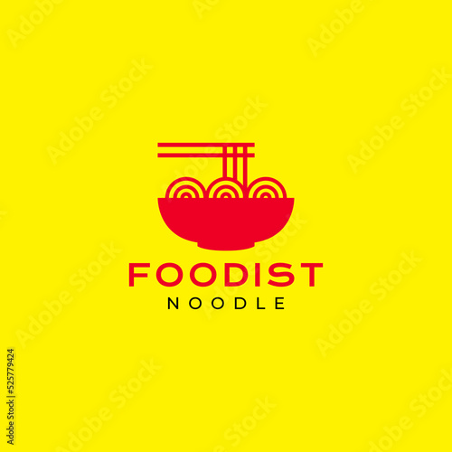 delicious noodle logo design vector