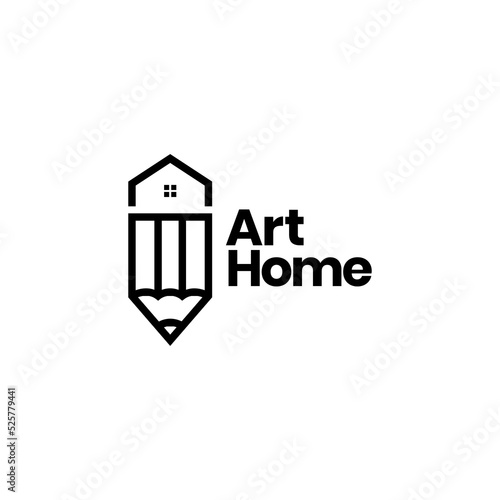 pencil with home logo design