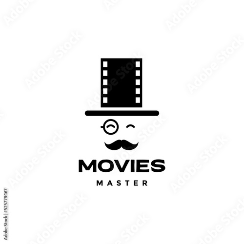 old man detective with cinema logo design