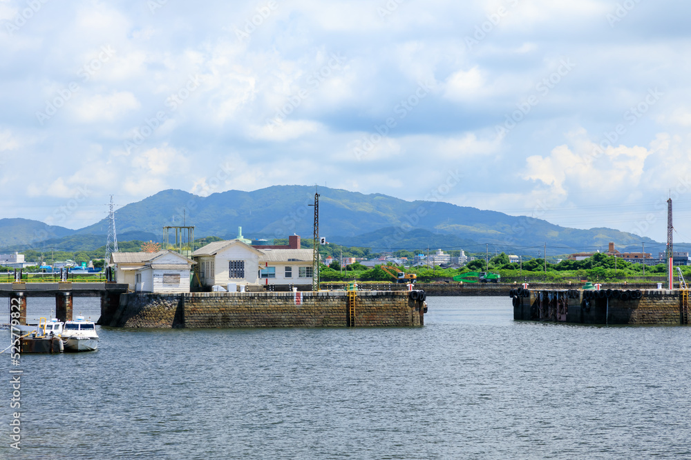 夏の三池港　福岡県大牟田市　Miike Port in summer. Fukuoka-ken Oomuta city.