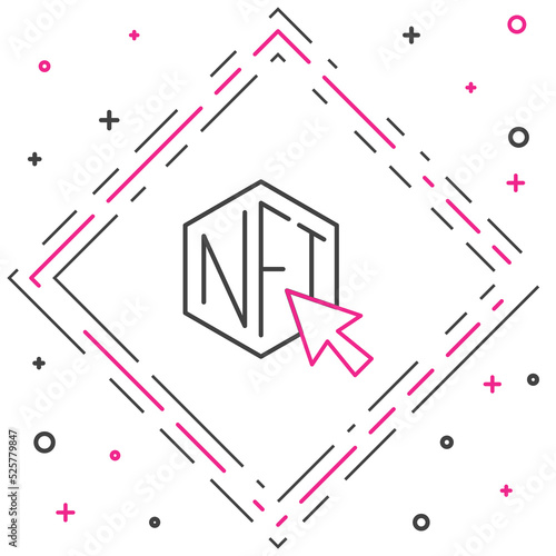 Line NFT Digital crypto art icon isolated on white background. Non fungible token. Colorful outline concept. Vector