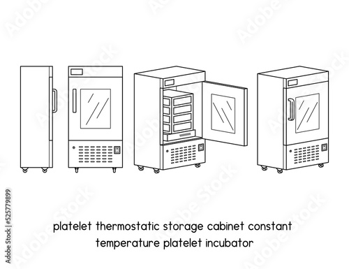 medical laboratory platelet thermostatic storage Cabinet high quality Constant temperature platelet incubator diagram for experiment setup lab outline vector illustration