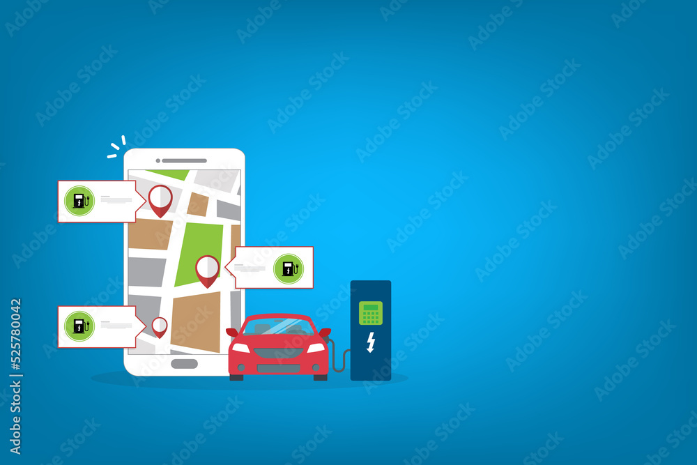 Owner of the electric car using smart phone to locate charging station in the city Owner of the electric car using smart phone to locate charging station in the city