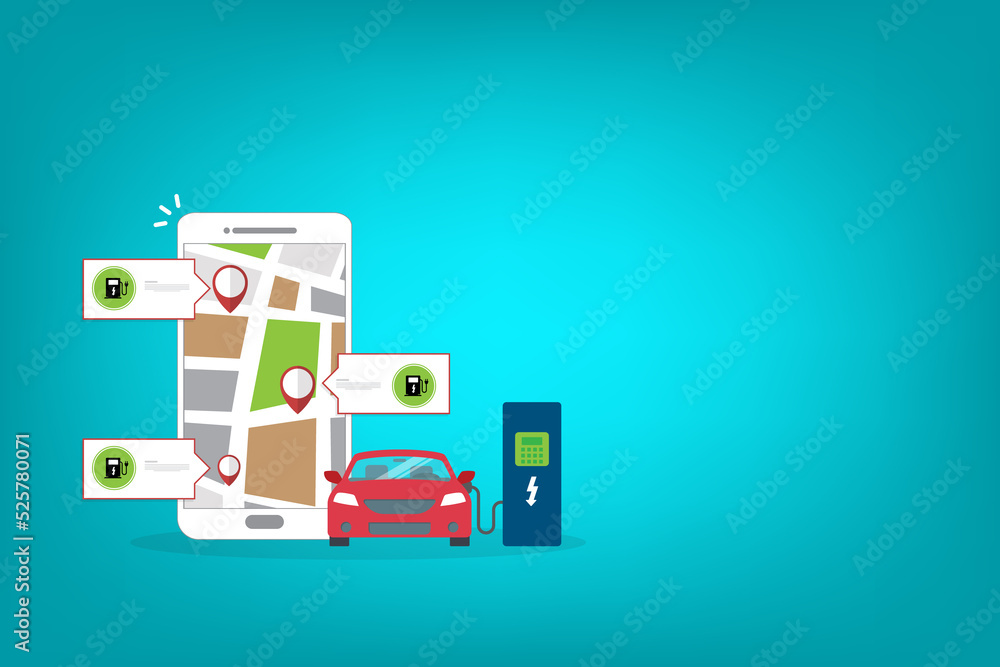 Owner of the electric car using smart phone to locate charging station in the city Owner of the electric car using smart phone to locate charging station in the city