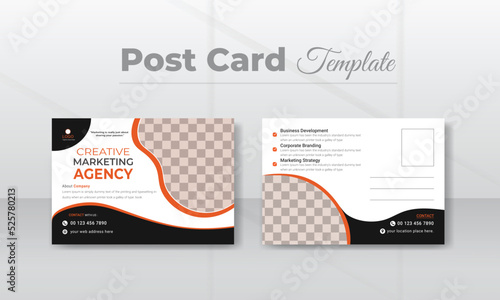 Marketing business agency post card layout banner template with mockup