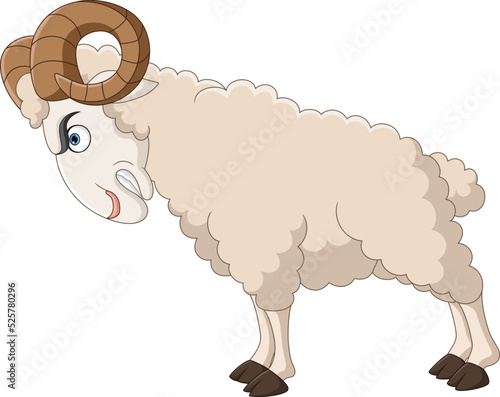 Cartoon funny angry goat ramming