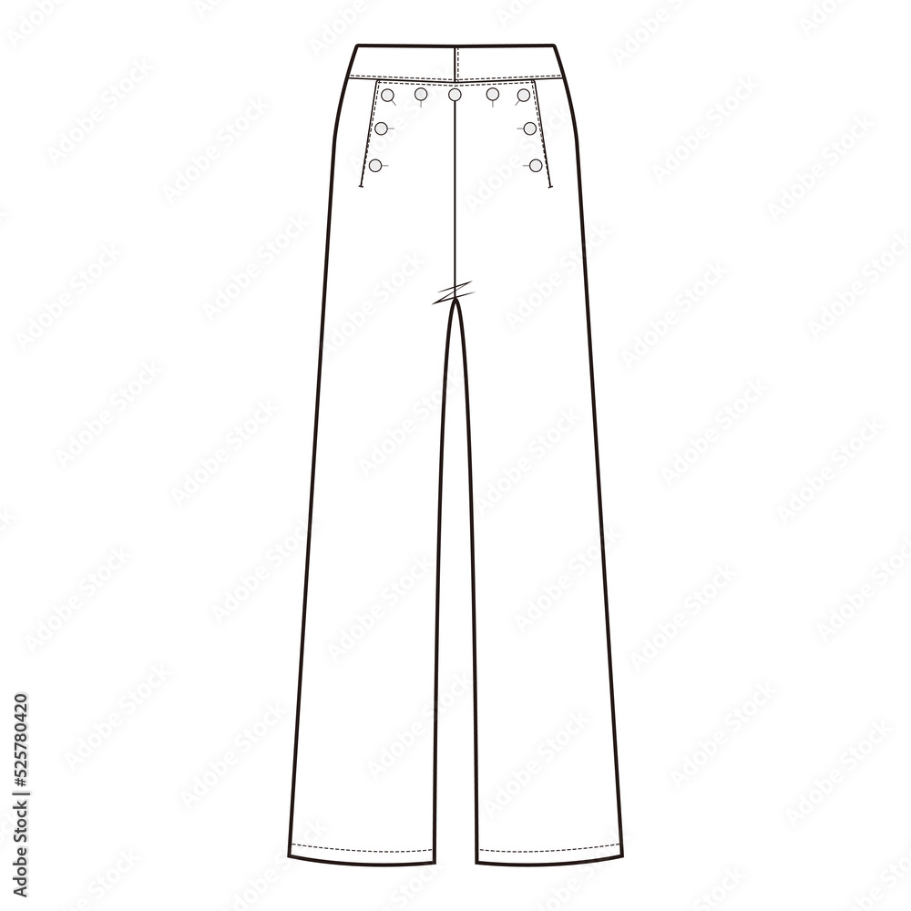 Sailor pants Pants Flat Drawing Fashion Flat Sketches Sailor pants Pants Flat Drawing Fashion Flat Sketches