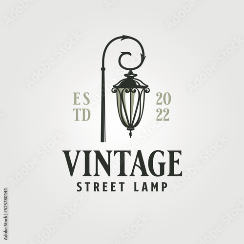 street lamp vintage logo vector symbol illustration design