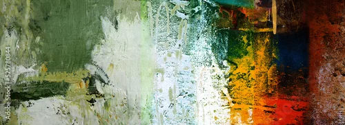 Panel kuchenny z motywem Hand draw digital painting abstract art panorama background colors texture design illustration. 