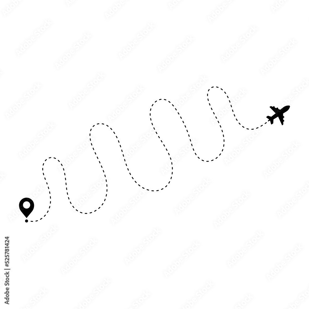 Airplane routes. Travel vector icon. Travel from start point and dotted line tracing. Airplane routes. Travel vector icon. Travel from start point and dotted line tracing.