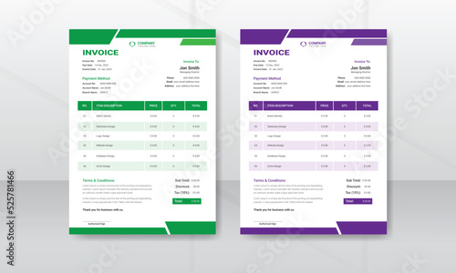 Minimal Corporate Business Invoice design template, vector illustration bill form price invoice. Creative invoice template business stationery design payment agreement design