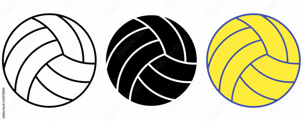 volleyball icon set isolated on white background