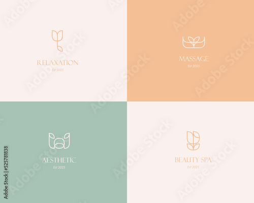 Beauty Spa Logo. Logo for business in the industry of beauty, health, personal hygiene.  Logo of a beauty salon, health industry, makeup artist. Line art style.