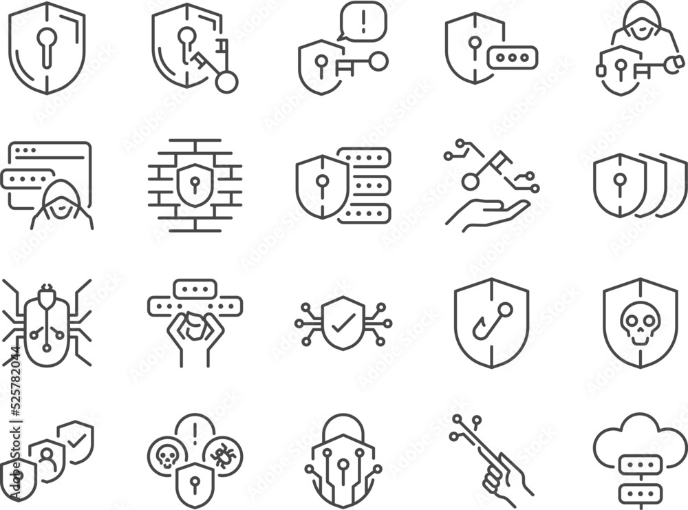 Cyber security icon set. Included the icons as password, 2fa Authenticator, Authentication, and more.
