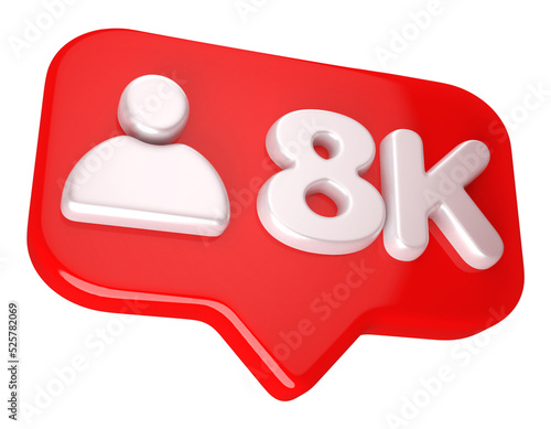 Foto Icon 8k follower 3d render red