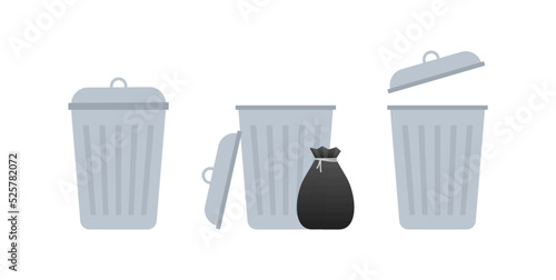 Trash can garbage dustbin. Vector stock illustration.