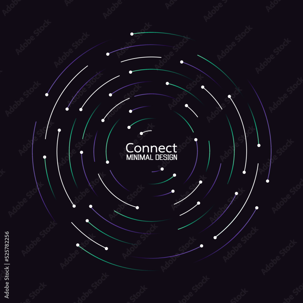 Data flow technology network connection. Abstract radial vortex circular trail background. Icon logo design. Vector background - obrazy, fototapety, plakaty 