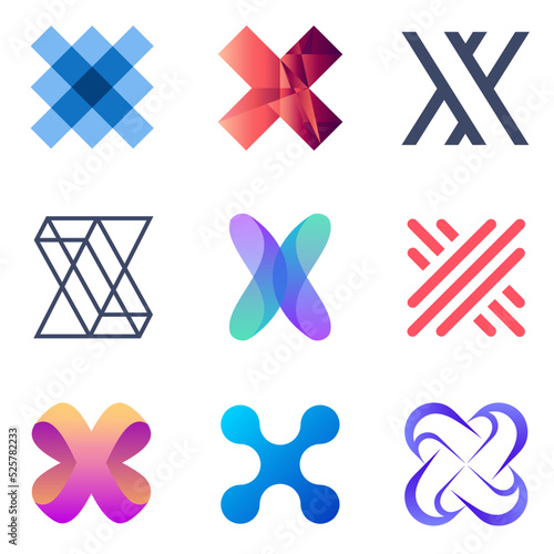 Set of vector logo design template. X letter logo.
