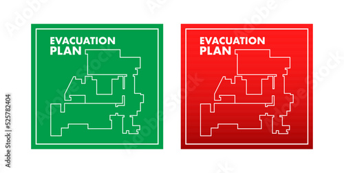 Evacuation plan of the building in case of fire. Fire safety. Vector stock illustration.