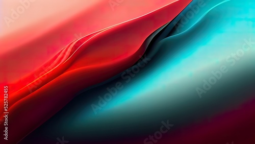 Red and cyan abstract background. Colorful red, teal colors, design wallpaper. Graphic digital pattern with modern shapes. 4K high end backdrop. Simple, clean design for web banner or website. photo