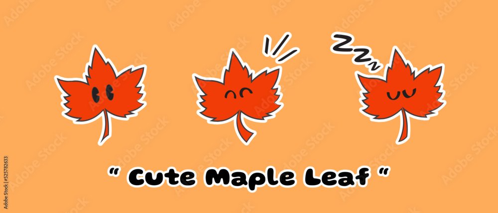 Cute Hand Drawn Maple Leaf - Vector Illustration Cute Hand Drawn Maple Leaf - Vector Illustration