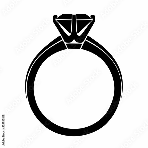 Silhouette illustration of diamond ring with diamond