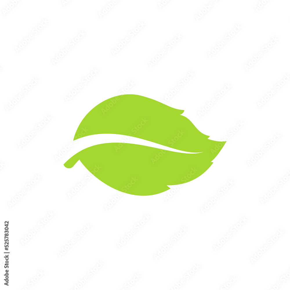 Simple flat green leaf design vector The concept of forest preservation by using natural products Simple flat green leaf design vector The concept of forest preservation by using natural products