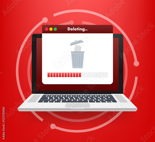 Process Delete file in paper. Remove document. Vector stock illustration.