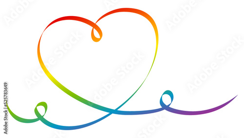 Kalligrafie Einzelnes Herz Regenbogen