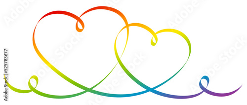 Kalligrafie Zwei Herzen Regenbogen