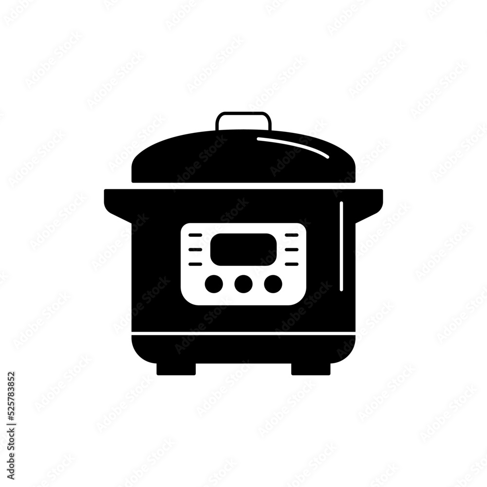Multicooker icon in black flat glyph, filled style isolated on white background Multicooker icon in black flat glyph, filled style isolated on white background