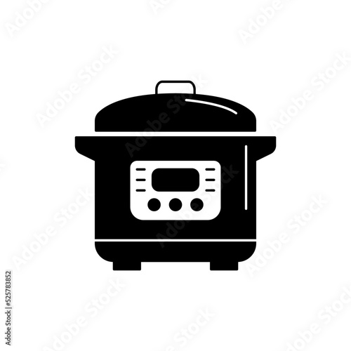 Multicooker icon in black flat glyph, filled style isolated on white background