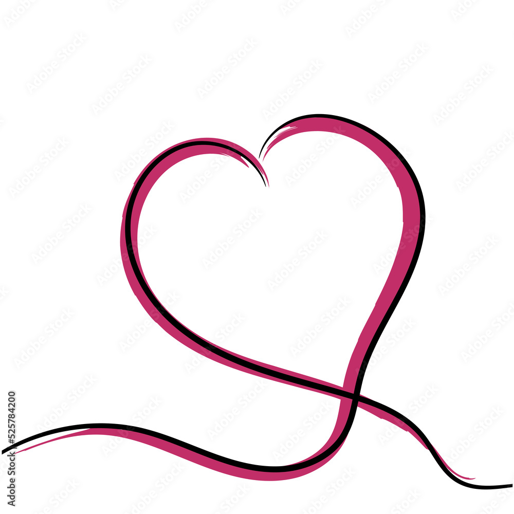 Vector illustration of hand drawn heart in black and pink colors. Isolated on white background. Vector illustration of hand drawn heart in black and pink colors. Isolated on white background.