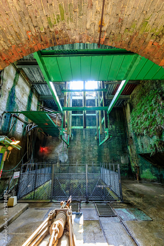 夏の万田坑　竪坑櫓内部　熊本県荒尾市　Manda pit in summer. Inside the shaft turret. Kumamoto-ken Arao city. photo