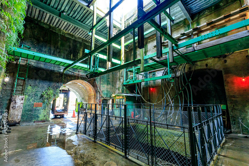 夏の万田坑　竪坑櫓内部　熊本県荒尾市　Manda pit in summer. Inside the shaft turret. Kumamoto-ken Arao city. photo