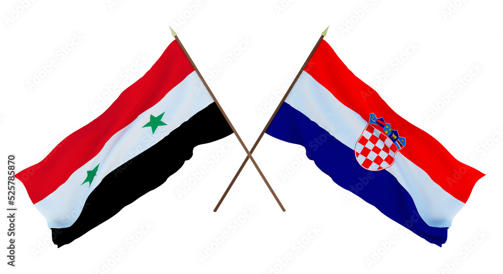 Background for designers, illustrators. National Independence Day. Flags Syria and Croatia Background for designers, illustrators. National Independence Day. Flags Syria and Croatia