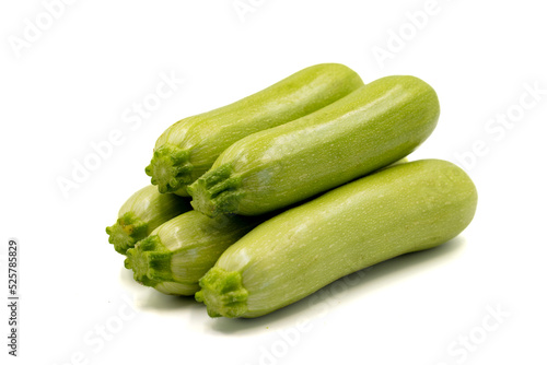 Organic zucchini. Fresh pumpkin isolated on white background. Vegetable, healthy vegan food. close up
