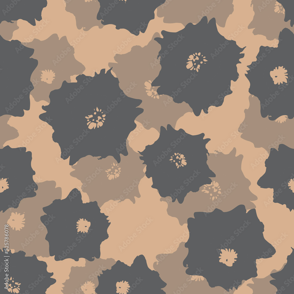 seamless plants pattern background with grey flowers , greeting card or fabric